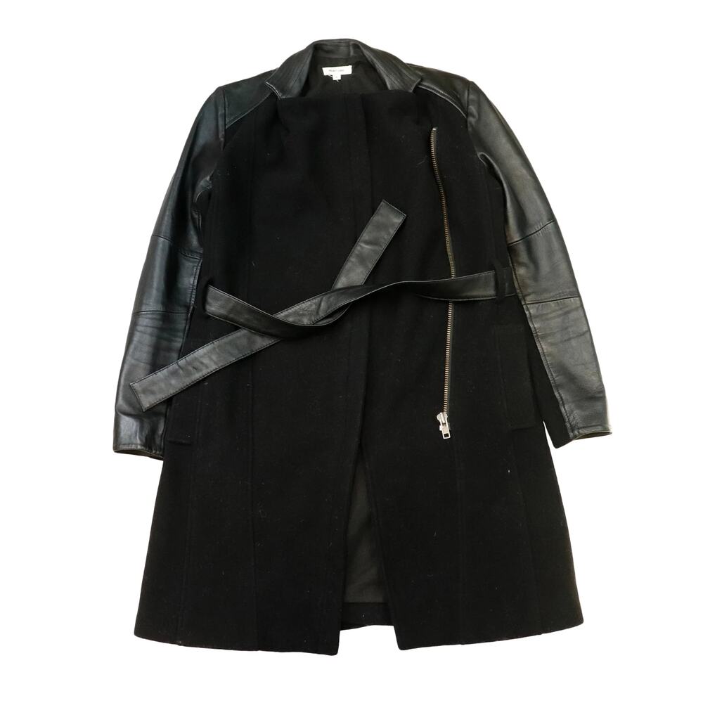 Vintage Helmut Lang Black Wool/Leather Coat Size S